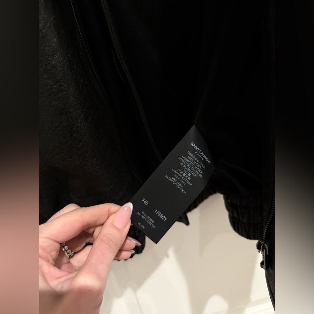 SAINT LAURENT Leather Jacket Stand Collar Runway Black Leather Bomber 2025 - Picture 12 of 17